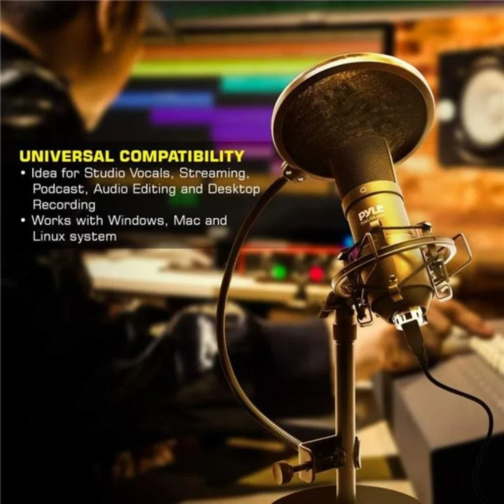 USBMicrophone Podcast Recording Kit-Audio Cardioid Condenser Mic w/Desktop Stand